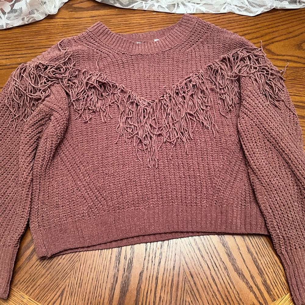 Fringed Brown Sweater